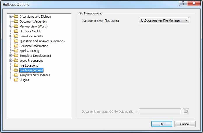 At a Glance: File Management (HotDocs Options)