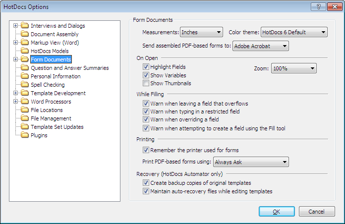 At a Glance: Form Documents (HotDocs Options)
